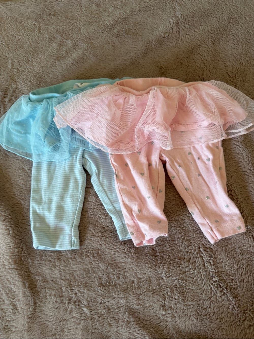 Carter's Pink and Light Blue Tulle Skirt Leggings Set